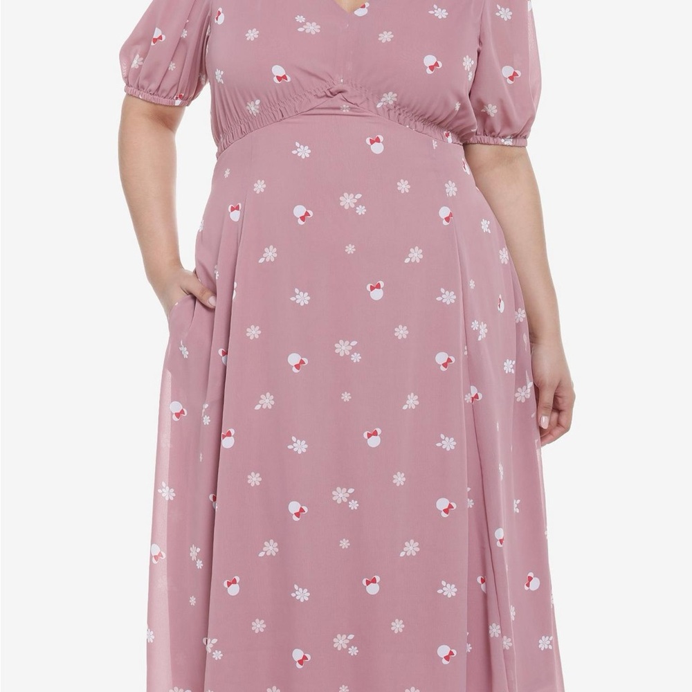Disney Her Universe Pink Floral Midi Dress Plus Chiffon